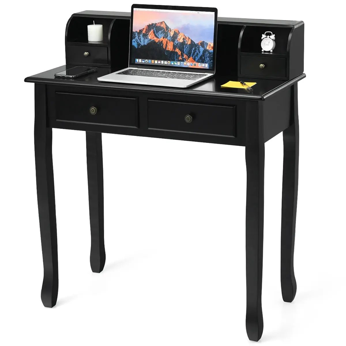 Writing Desk 2-Tier Vanity Desk Computer Desk with 4 Drawers, photo 8 of 24