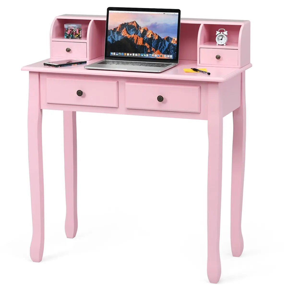 Writing Desk 2-Tier Vanity Desk Computer Desk with 4 Drawers, photo 7 of 24