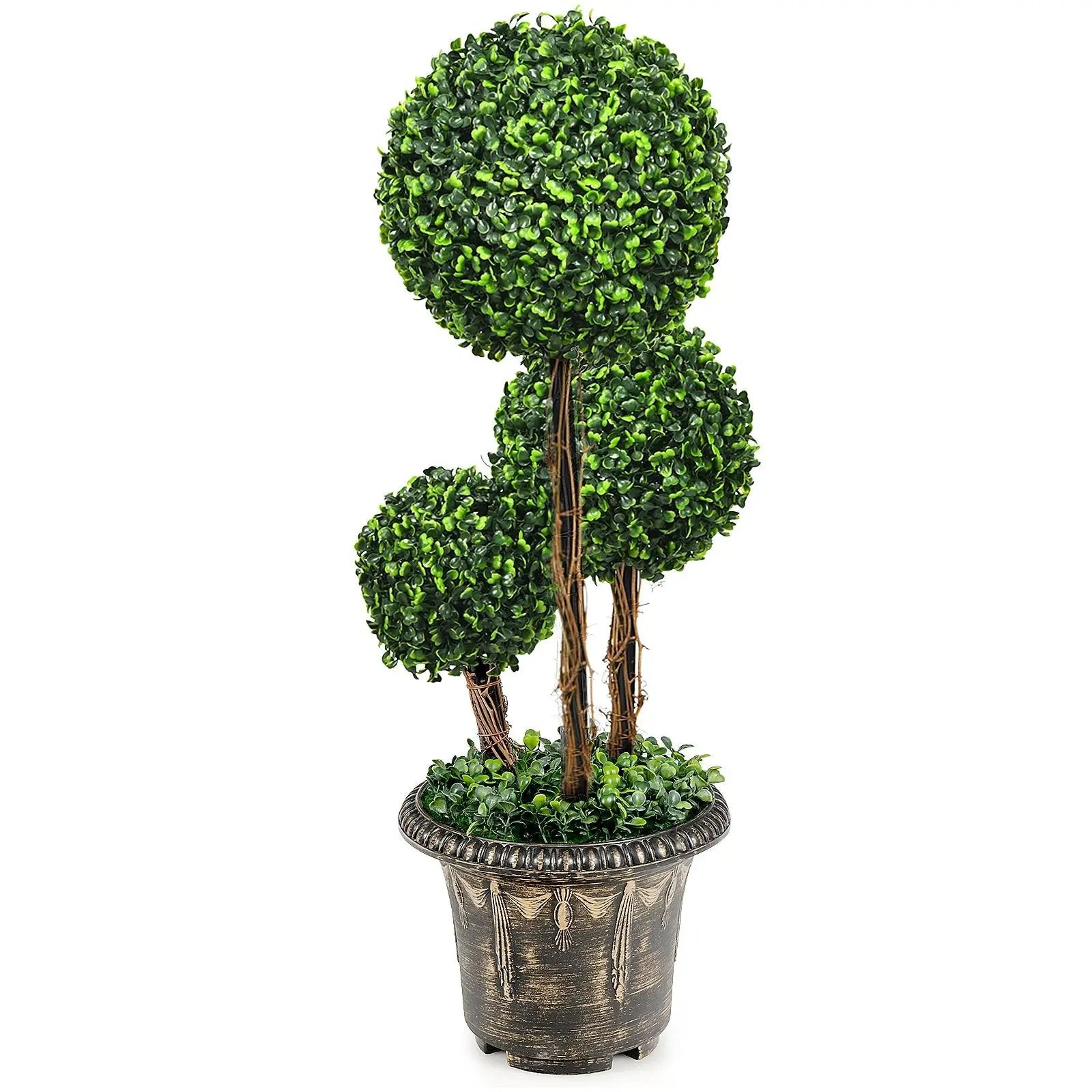 30 Inch Artificial Topiary Triple Ball Tree Indoor and Outdoor UV Protection by DirectDeals