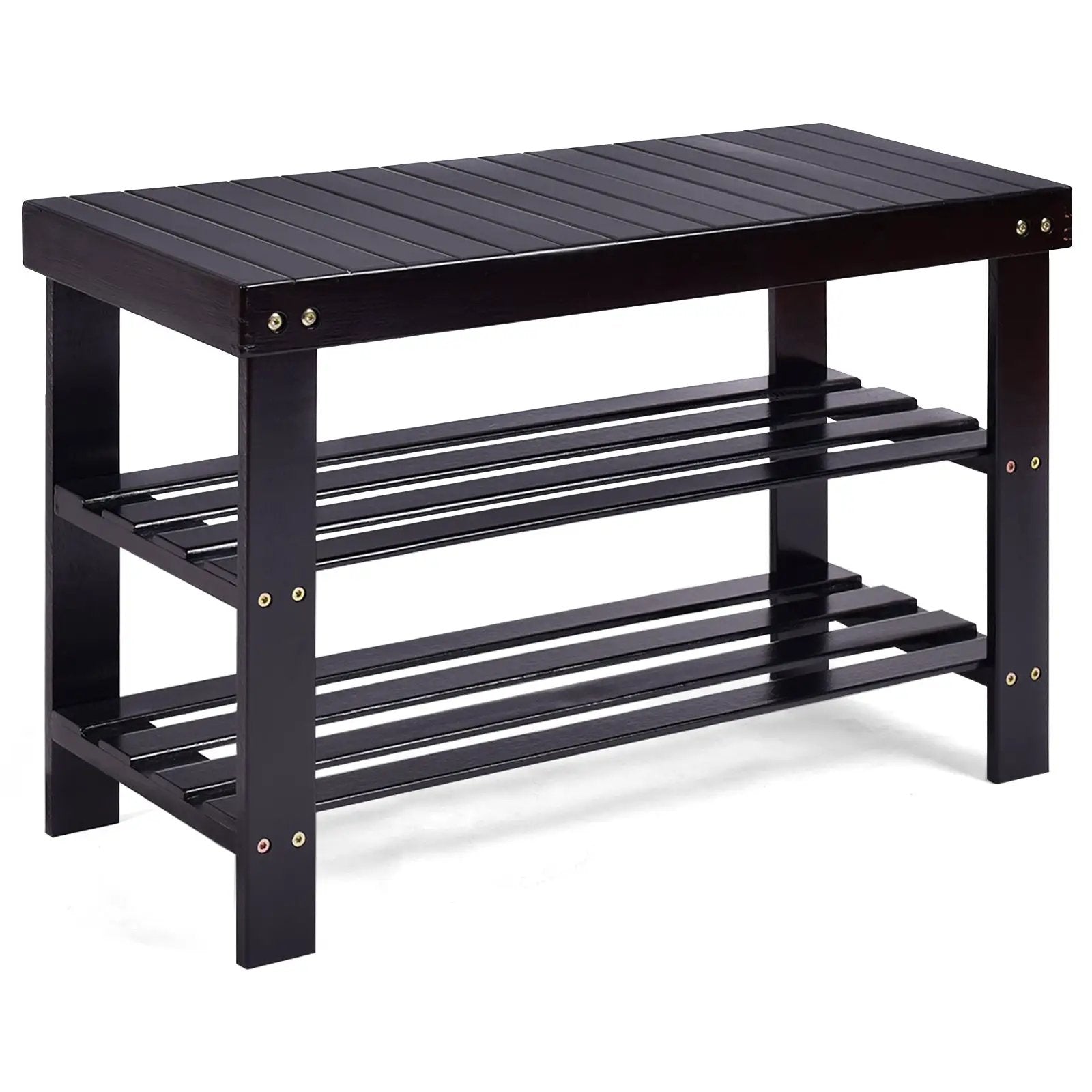 3 Tier Bamboo Bench Storage Shoe Shelf-Natural by DirectDeals
