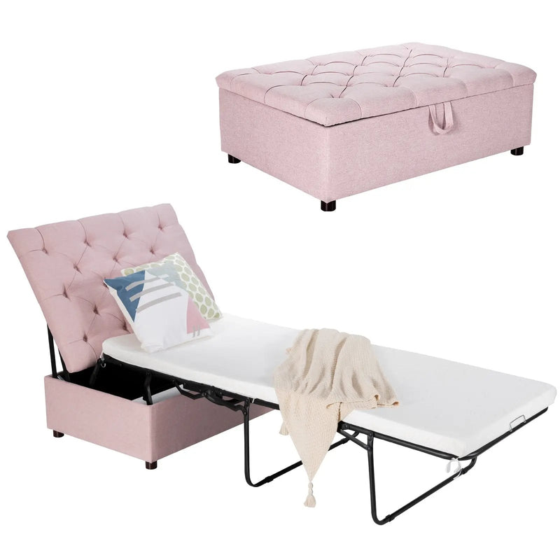 Folding Ottoman Sleeper Bed with Mattress for Guest Bed and Office Nap by DirectDeals