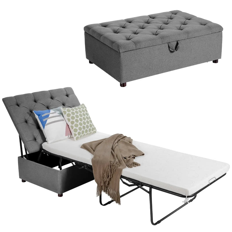 Folding Ottoman Sleeper Bed with Mattress for Guest Bed and Office Nap by DirectDeals