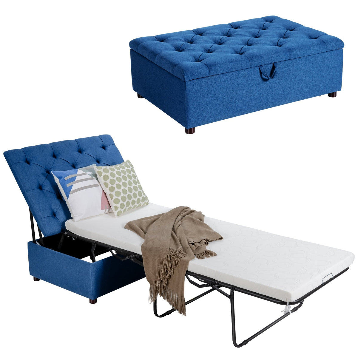 Folding Ottoman Sleeper Bed with Mattress for Guest Bed and Office Nap, photo 3 of 10