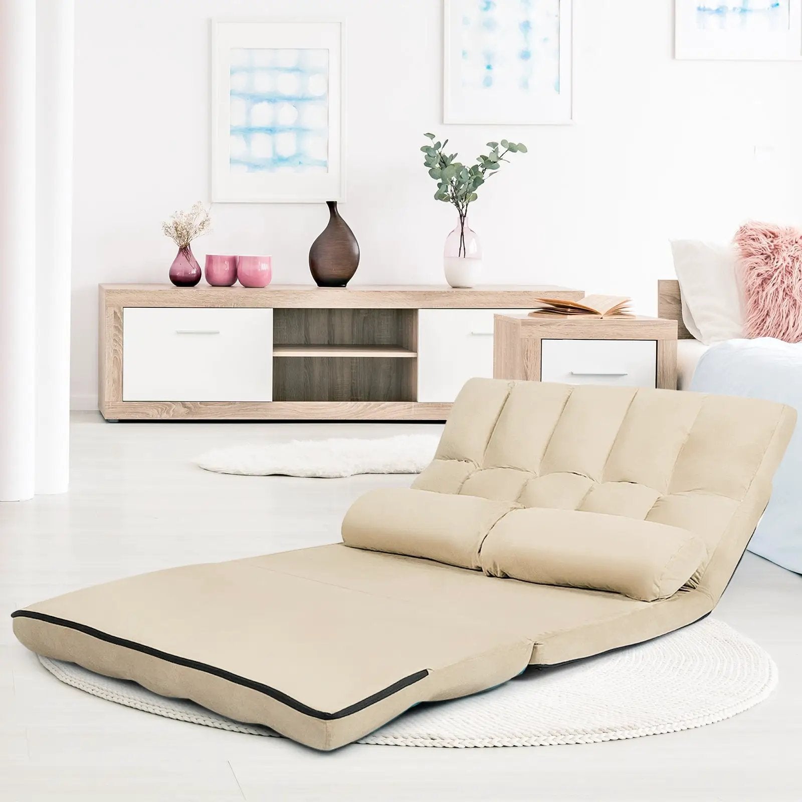 6-Position Foldable Floor Sofa Bed with Detachable Cloth Cover by DirectDeals