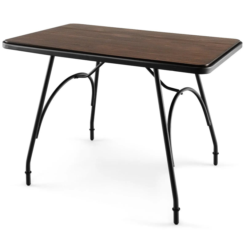 43 x 27.5 Inch Industrial Style Dining Table with Adjustable Feet-Rustic Brown by DirectDeals