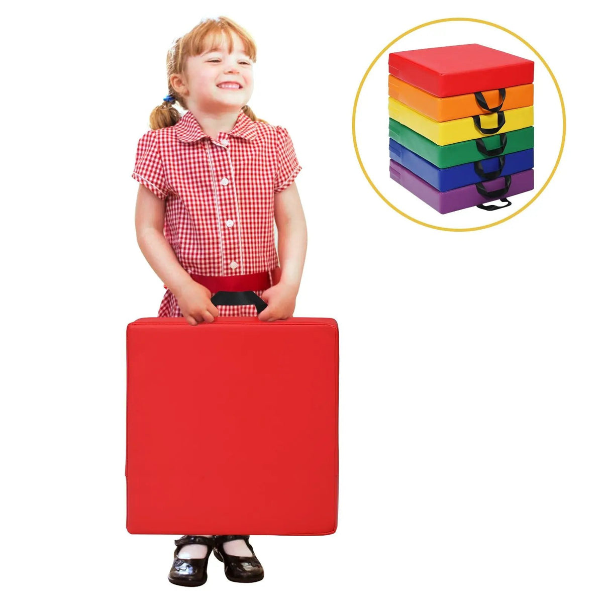 6 Pieces 15 Inches Square Toddler Floor Cushions Flexible Soft Foam Seating with Handles, photo 5 of 9