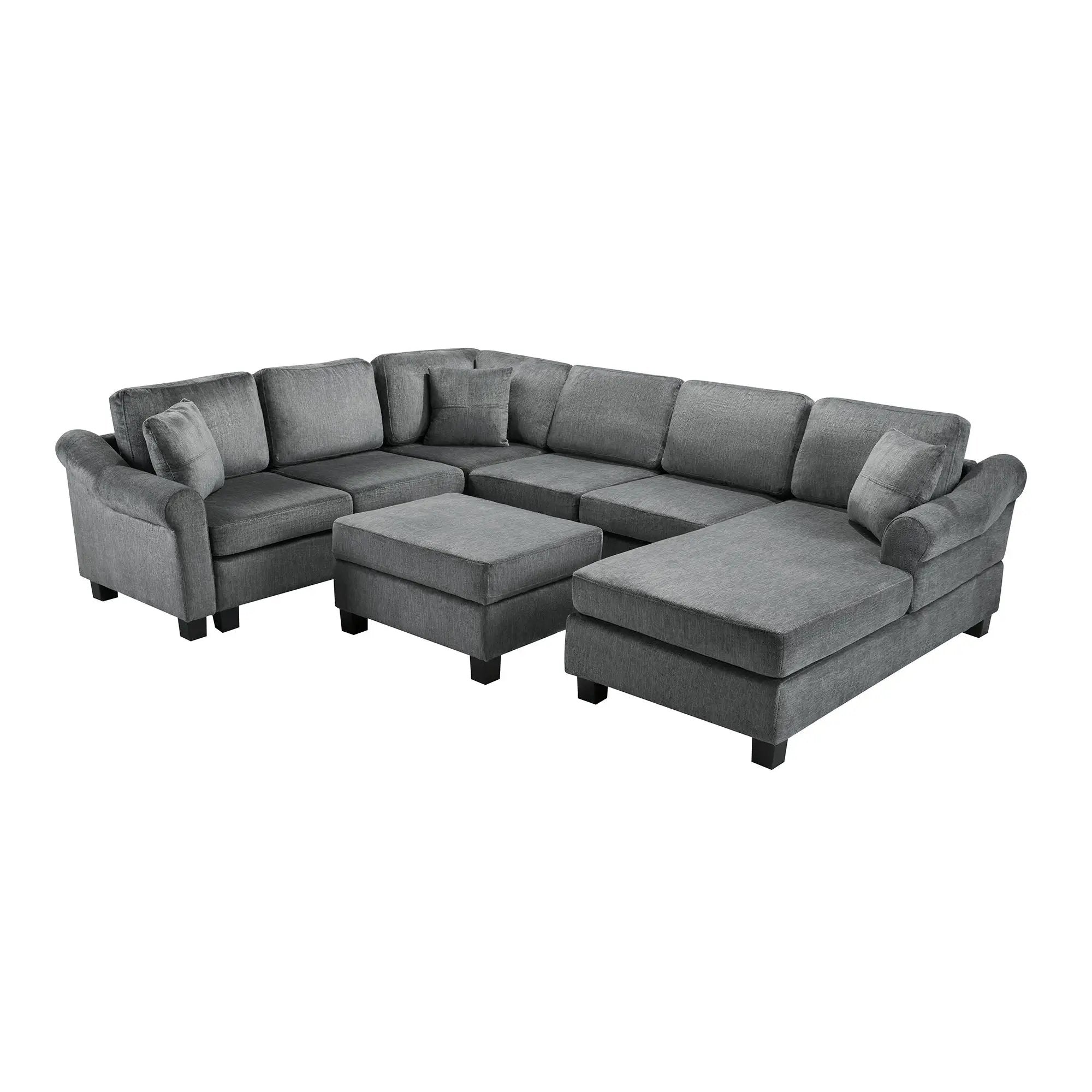 Contemporary U - Shaped Sectional Sofa With Movable Storage Ottoman by HouseOfZazla