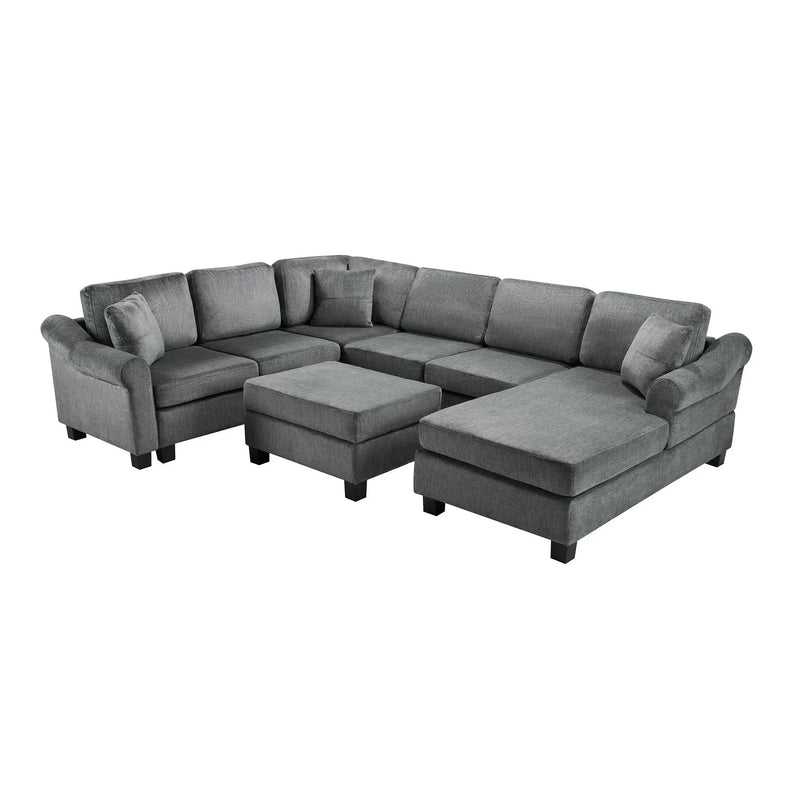 Contemporary U - Shaped Sectional Sofa With Movable Storage Ottoman by HouseOfZazla