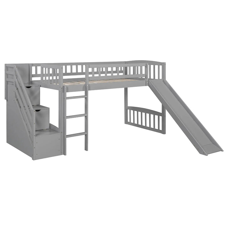 Loft Stairway Bed With 2 Drawers, Convertible Ladder And Slide by Unique Piece Furniture