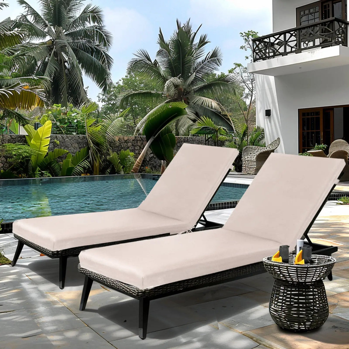 2PCS Set Outdoor Lounge Chair Cushion Replacement by HouseOfZazla