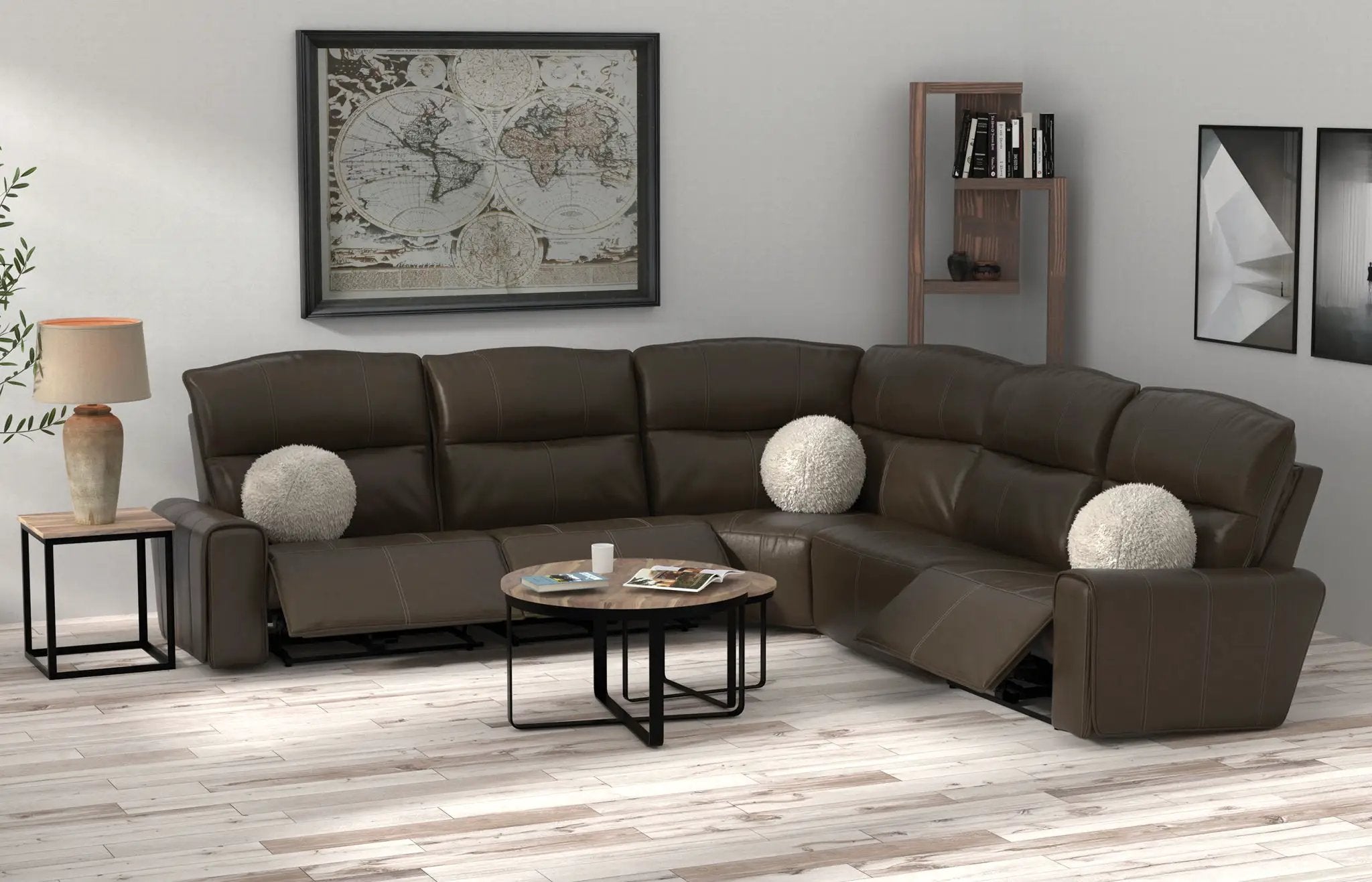 Tramonti - 5 Piece Modular Sectional With 3 Reclining Seats - Chocolate by Unique Piece Furniture