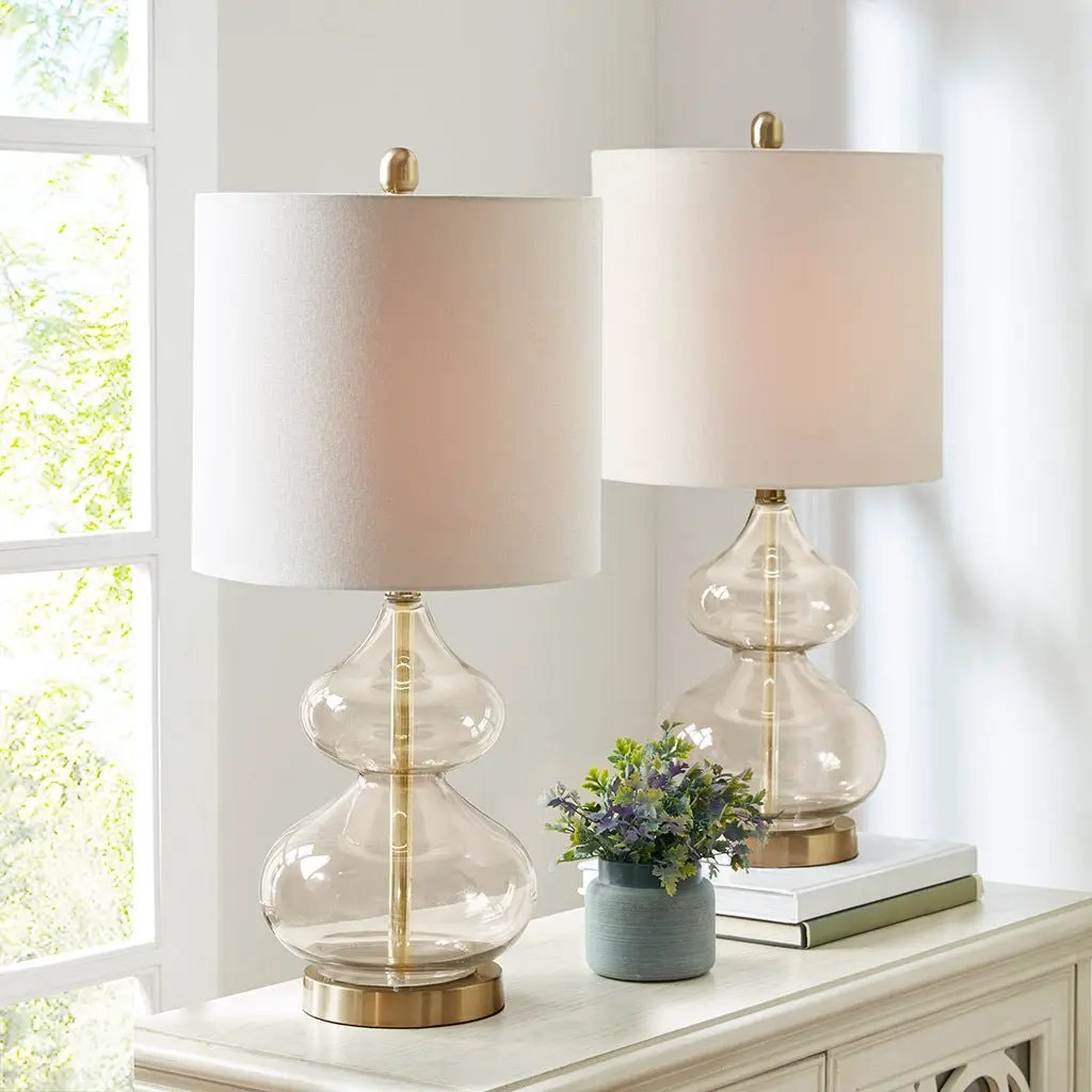 Ellipse Curved Glass Table Lamp, Set of 2 by HouseOfZazla
