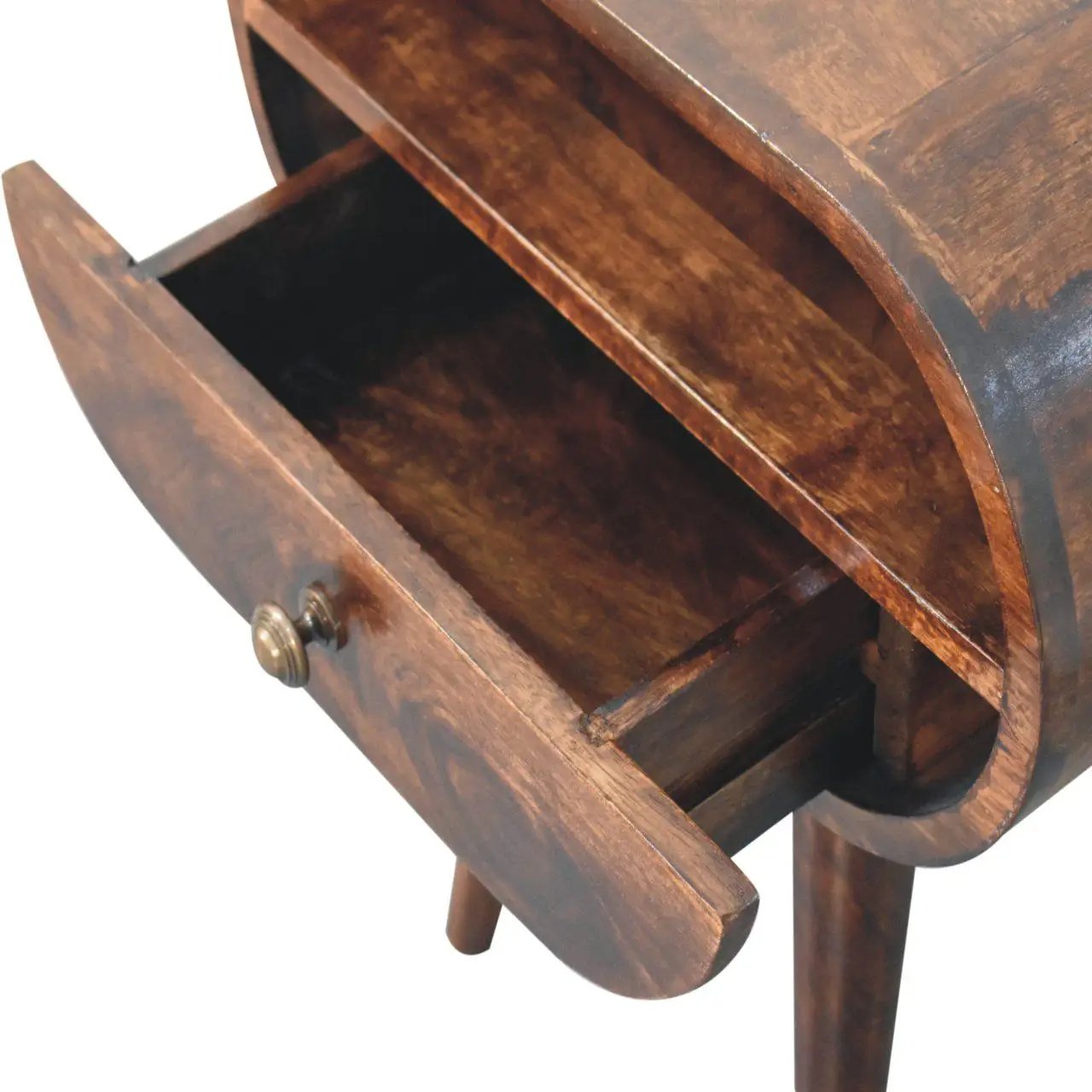 Circular Bedside Table With Open Slot - Walnut by HouseOfZazla