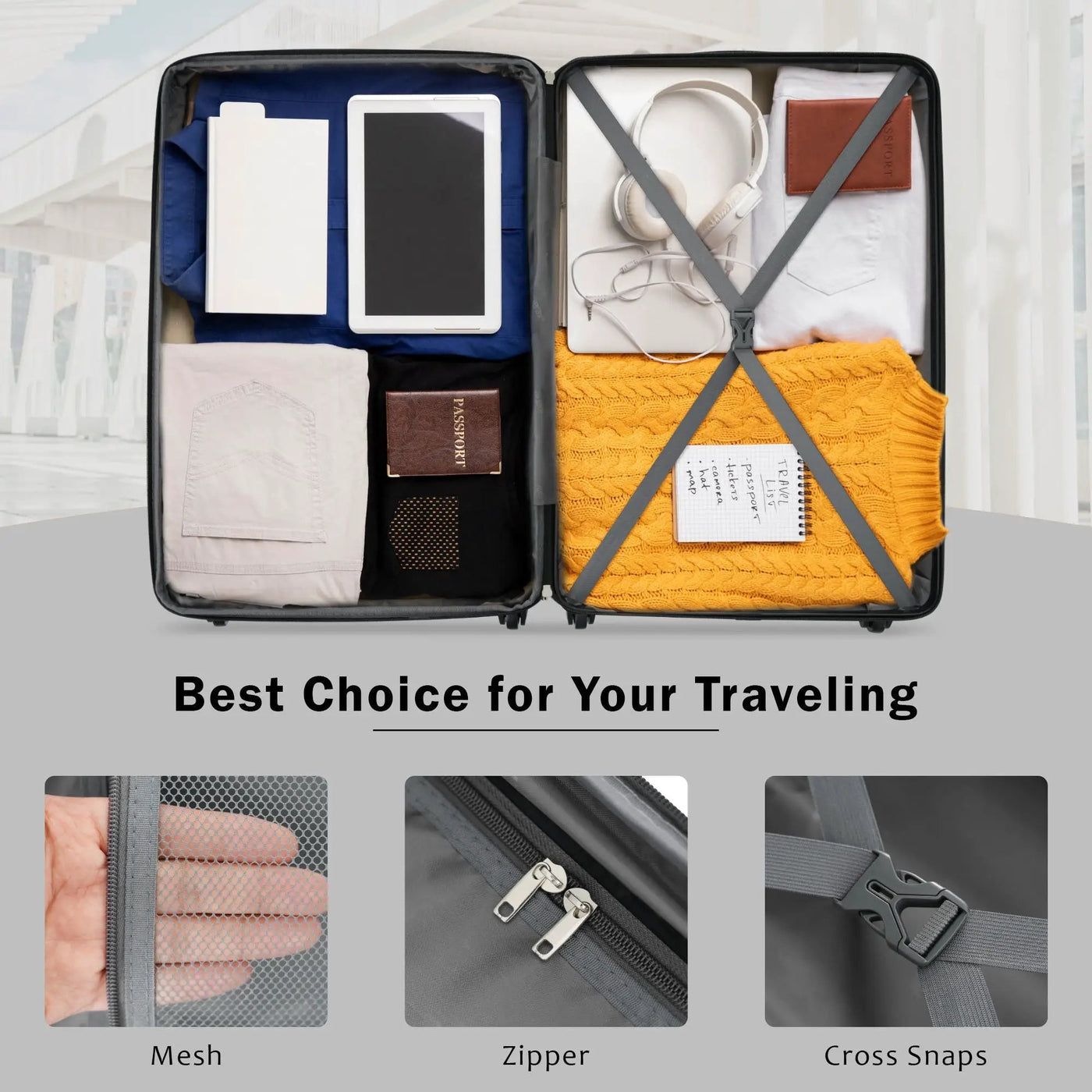 2 Piece Luggage Set With Bags Expanable Spinner Wheels ABS Lightweight Suitcase With Tsa Lock 20" / 28" by HouseOfZazla