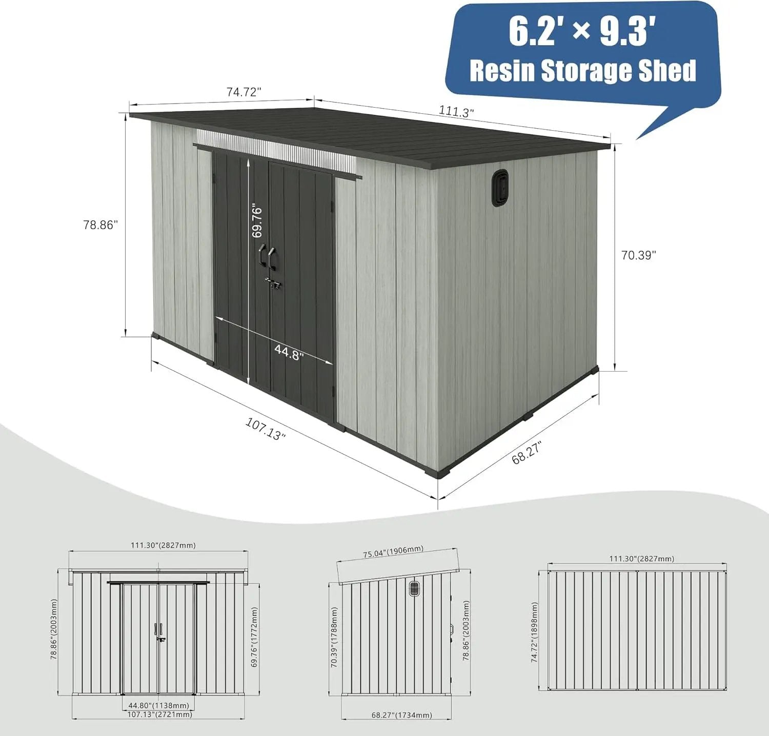 6x9FT Outdoor Resin Storage Shed with Transparent Windows & Louvered Vents by HouseOfZazla