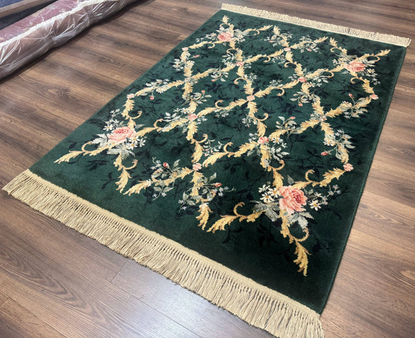 Karastan Garden of Eden Rug 4x6, Green Savonnerie 509/1733, Original Discontinued Vintage Karastan Carpet, photo 2 of 12