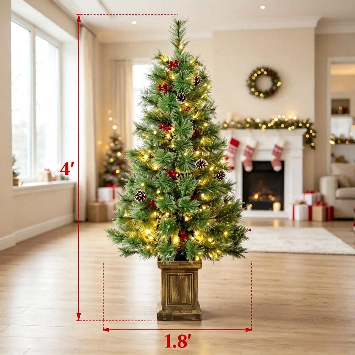 Set of 2, 4 ft Pre-Lit Christmas Trees by HouseOfZazla