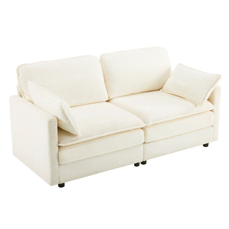 69" Plush Cloud Loveseat: Modular 2-Seater Sectional Sofa by HouseOfZazla