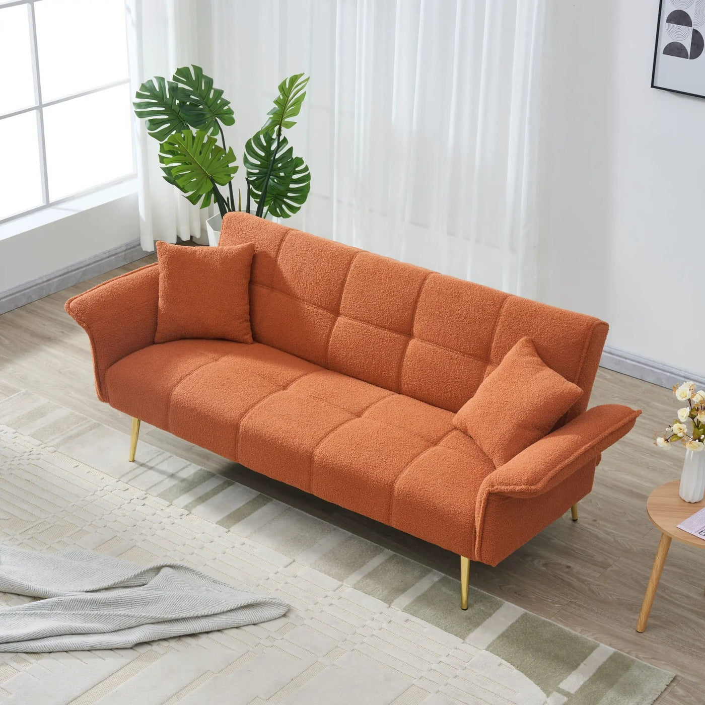 Convertible Double Futon Sofa Bed With Folding Armrests For Living Rooms by HouseOfZazla