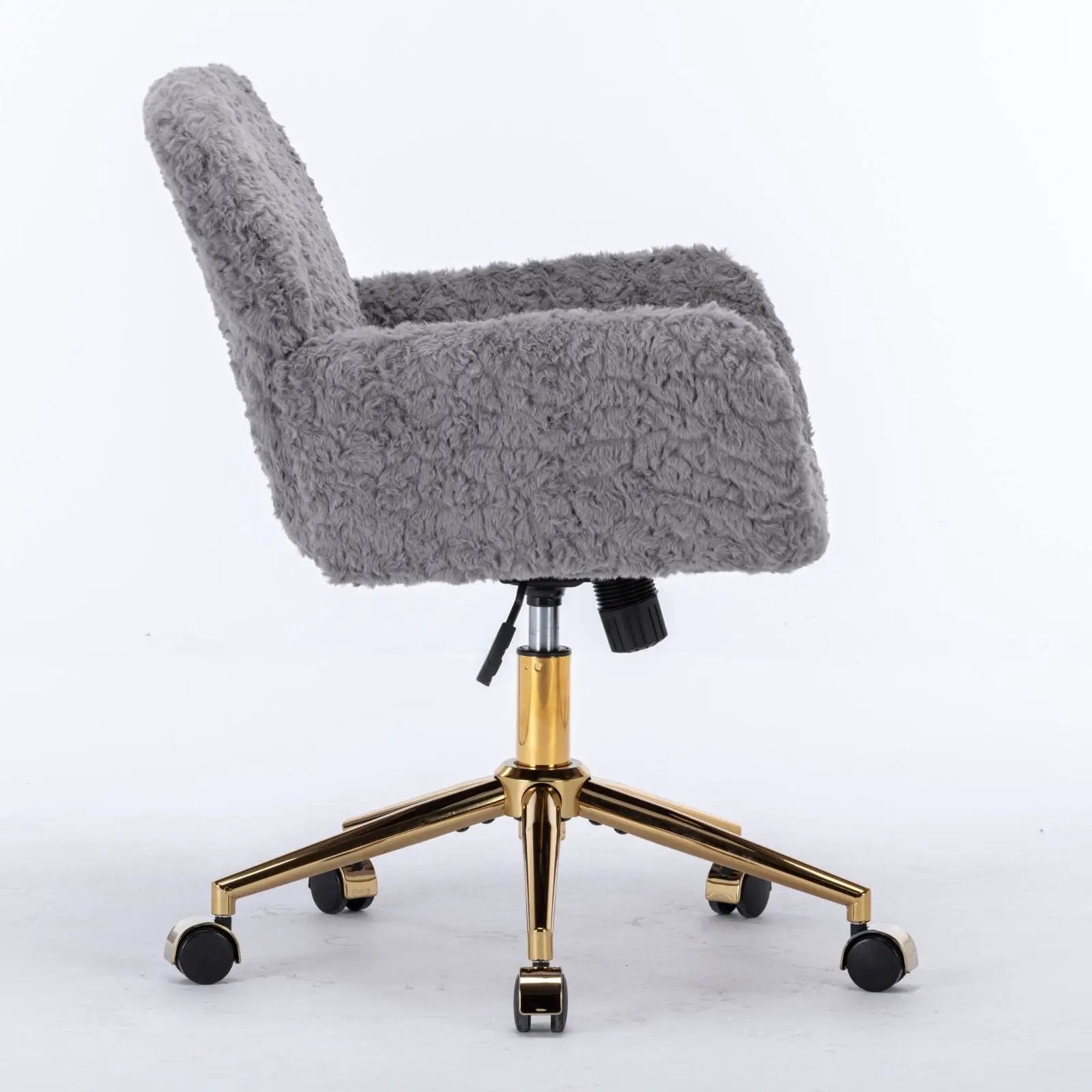 Office Chair, Artificial Rabbit Hair Home Office Chair With Metal Base, Adjustable Desk Chair Swivel Office Chair, Vanity Chair by HouseOfZazla