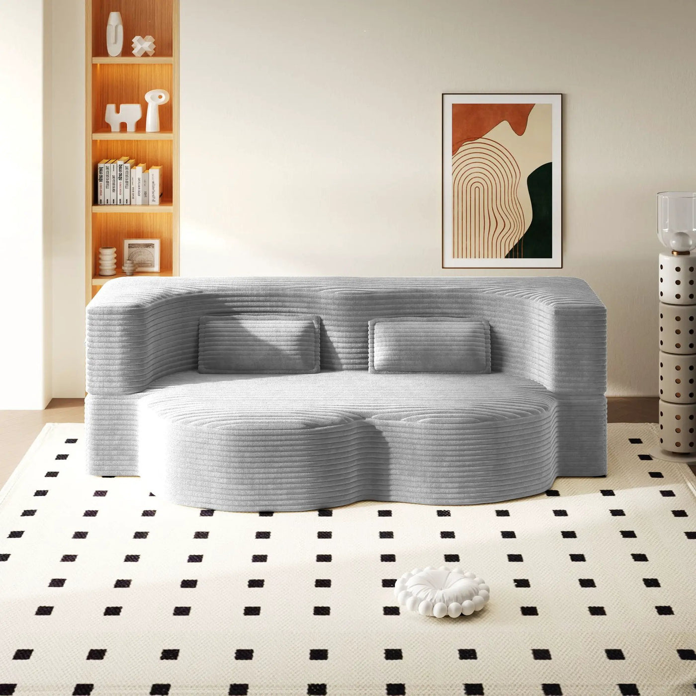 Floor Sofa With 2 Pillows, Convertible Twin Size Mattress For Living Room by HouseOfZazla