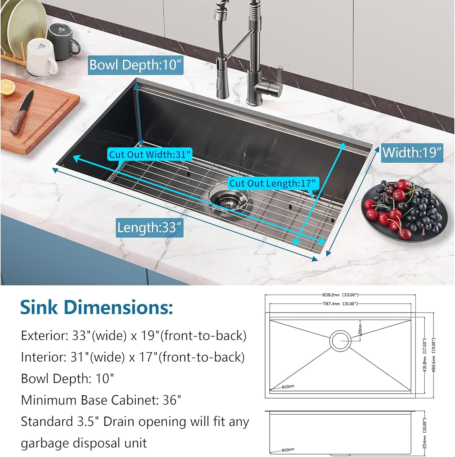 33 Gunmetal Undermount Kitchen Sink by HouseOfZazla