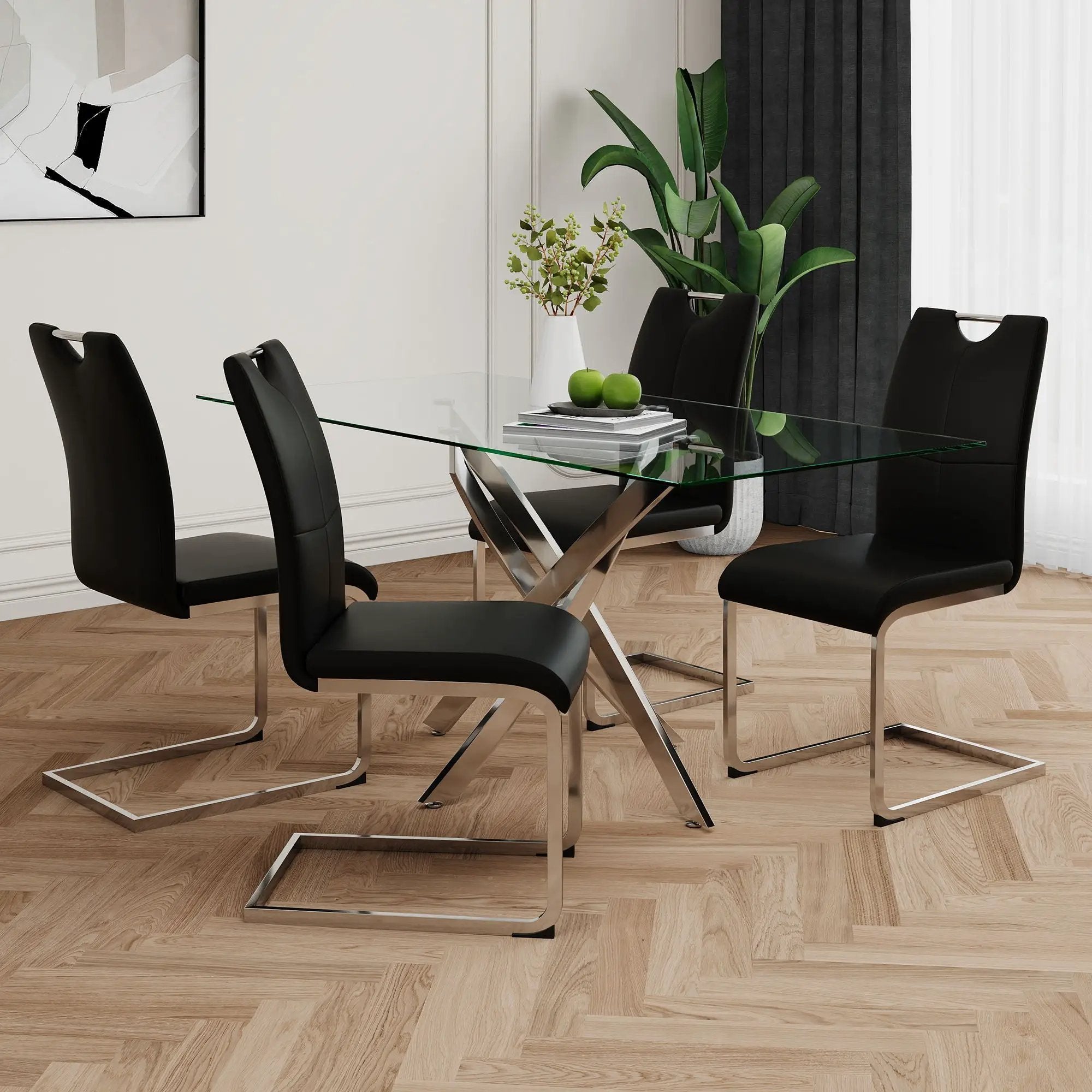 Modern Dining Chairs With Padded Seat And Metal Legs by Unique Piece Furniture