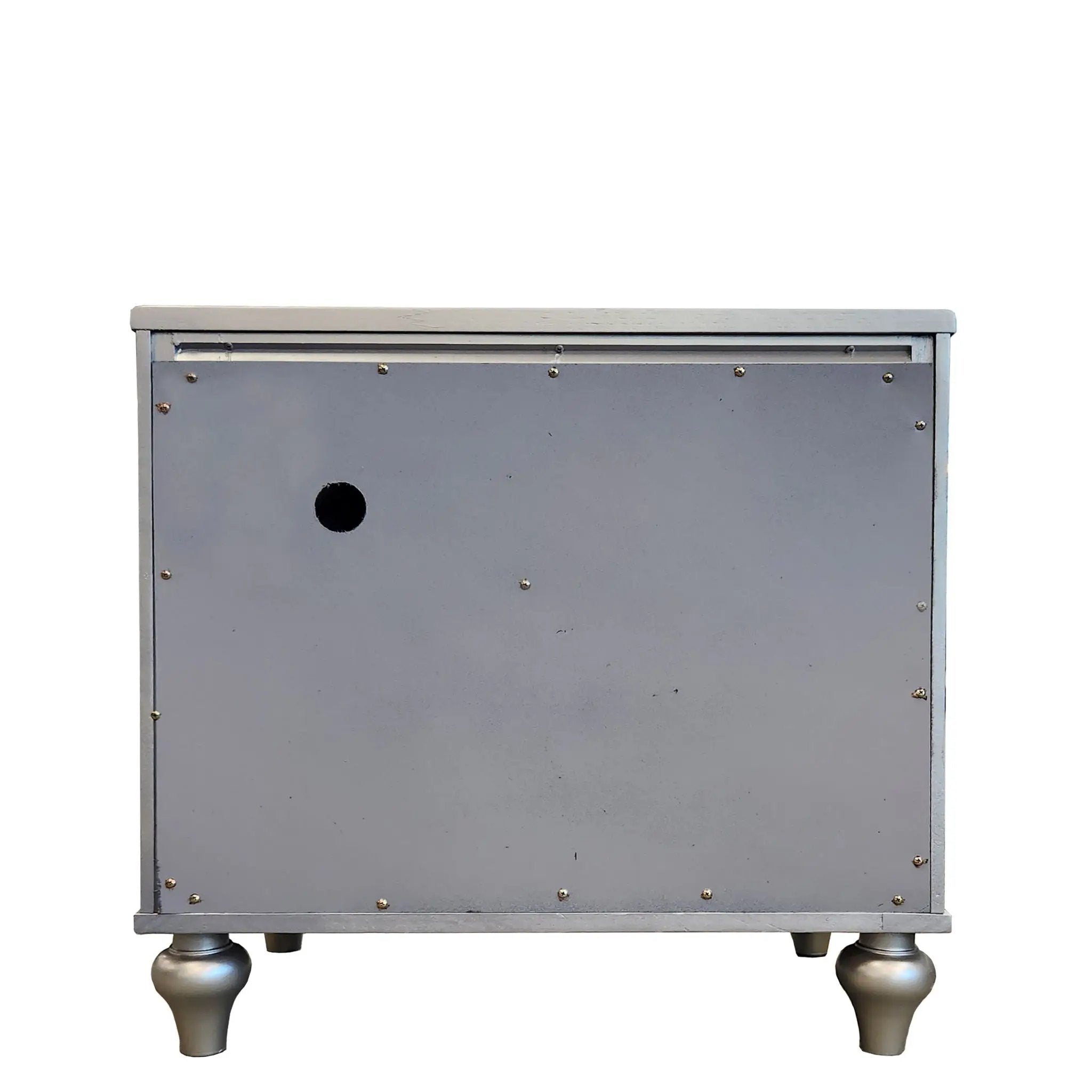 2 Drawer Nightstand With Diamond Patterned Fronts - Silver by Unique Piece Furniture