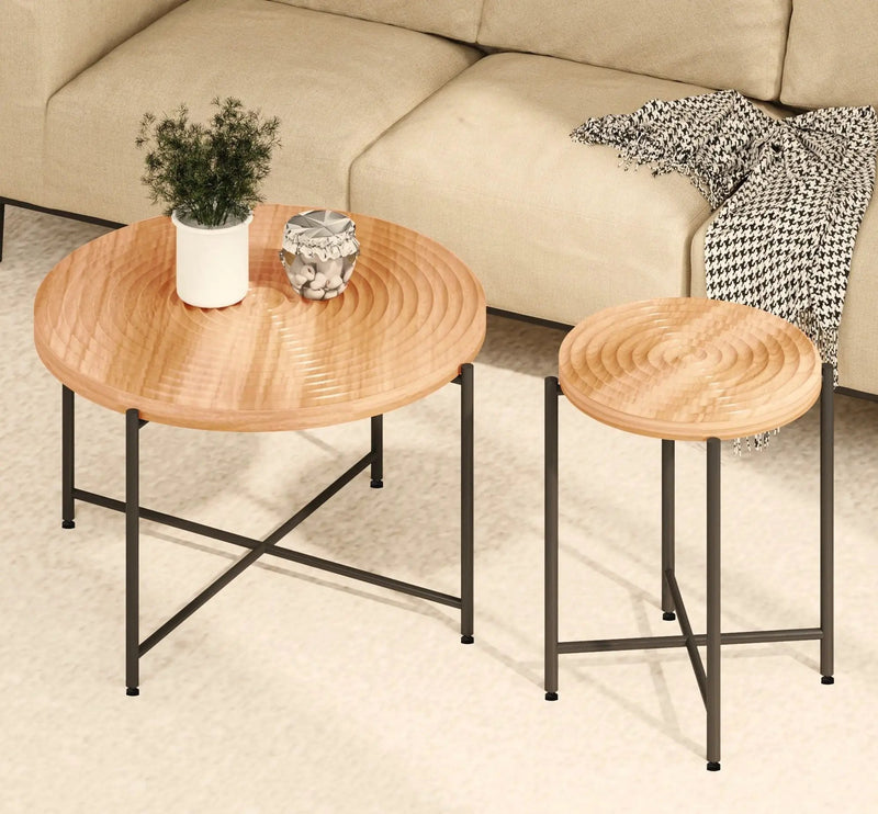 Coffee And End Table Set Waterproof Cover (Set of 2) - Natural Wood / Brown by HouseOfZazla