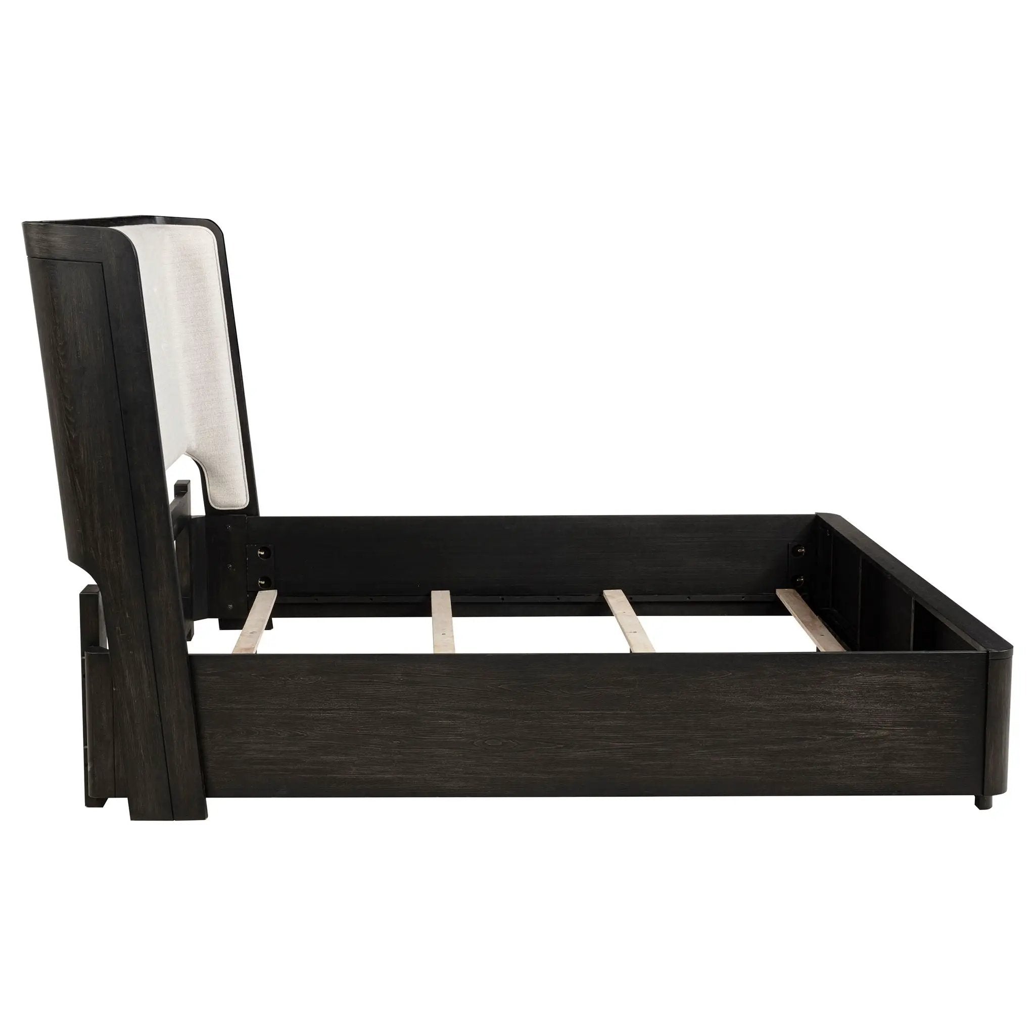 Leandro 55-inch Eastern King Wingback Bed Burnished Black by Unique Piece Furniture