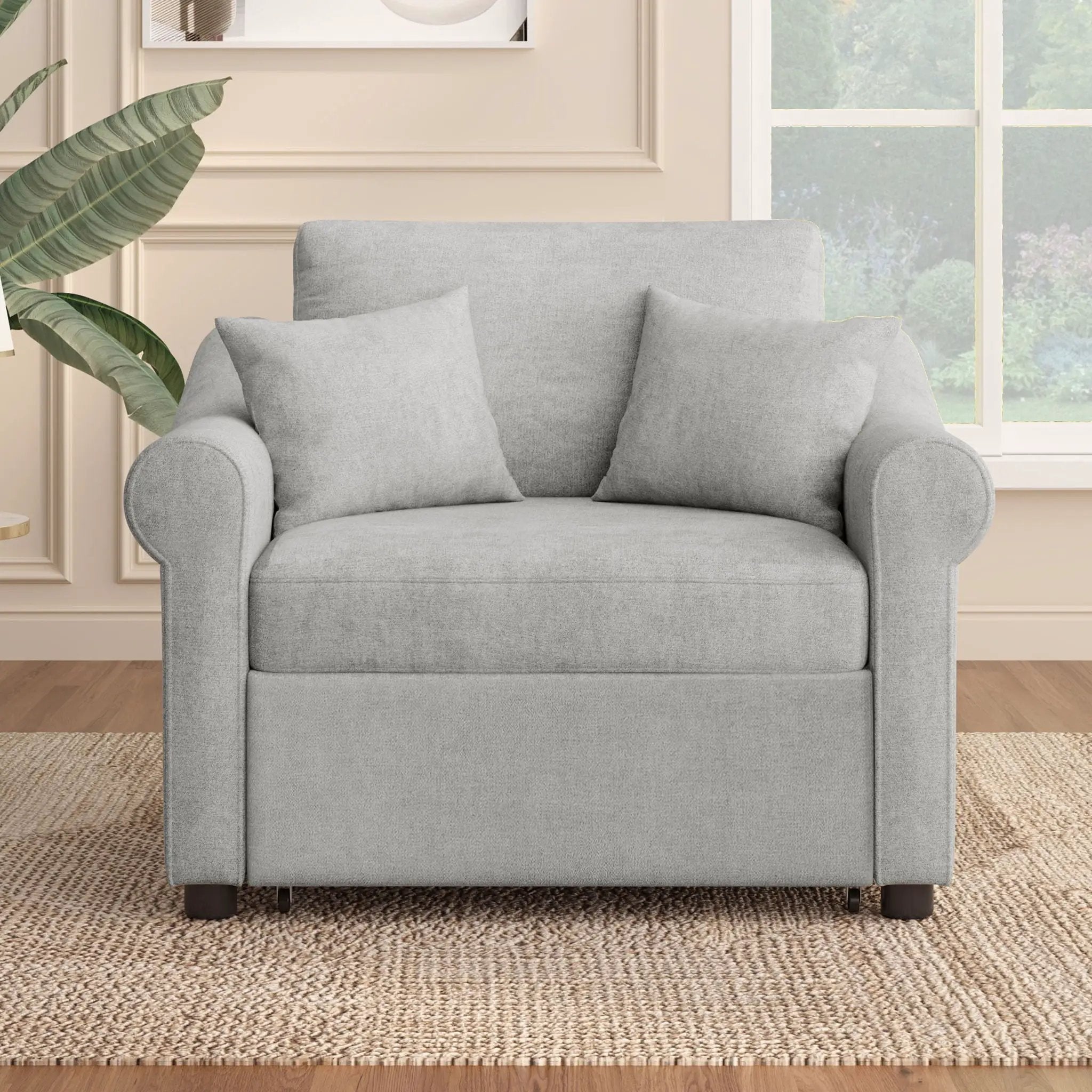Convertible Sleeper Chair With Adjustable Backrest, 3 In 1 Lounger Chair Turns Into Bed, Single Bed For Living Room by Unique Piece Furniture