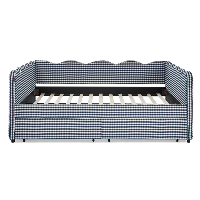 Gingham Daybed With USB Charging Port, Wave-Shaped Design by Unique Piece Furniture