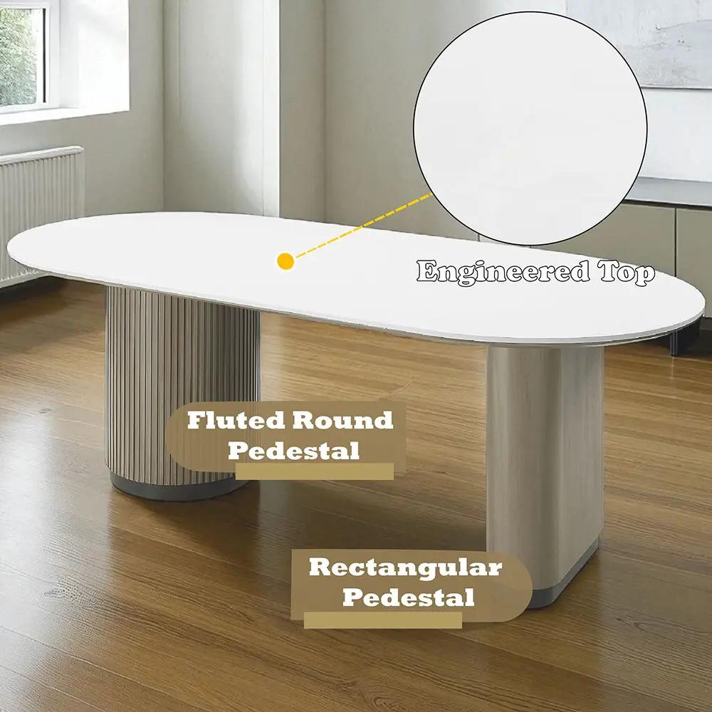 Clayten - Dining Table - Engineered Top & Light Oak by Unique Piece Furniture