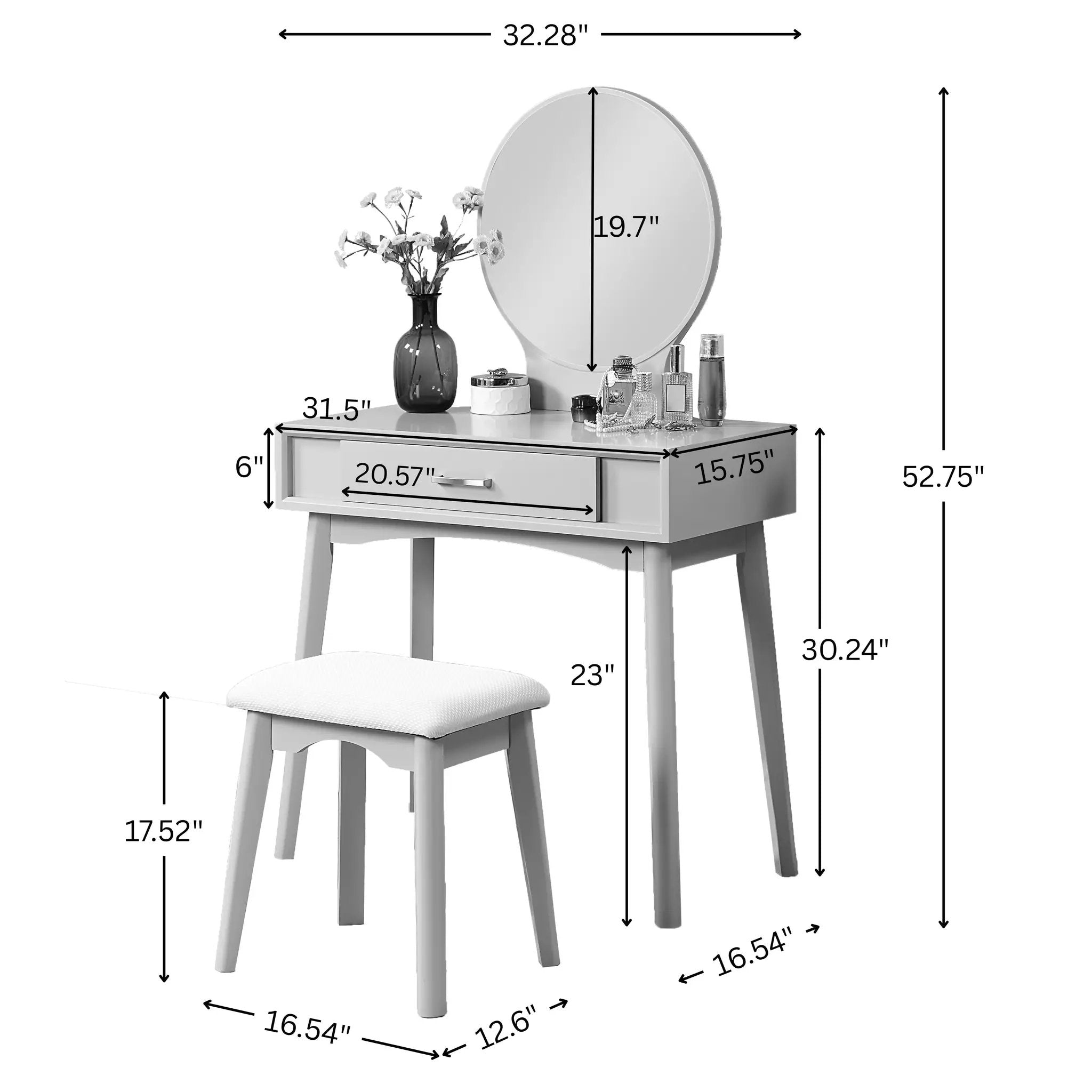 Maly Contemporary Wood Vanity and Stool Set by HouseOfZazla