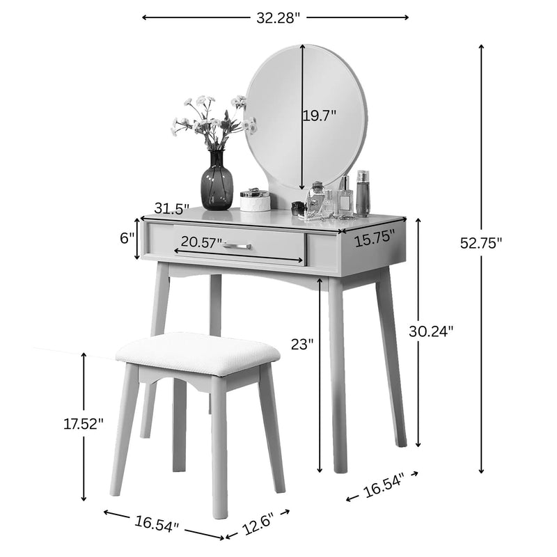 Maly Contemporary Wood Vanity and Stool Set by HouseOfZazla