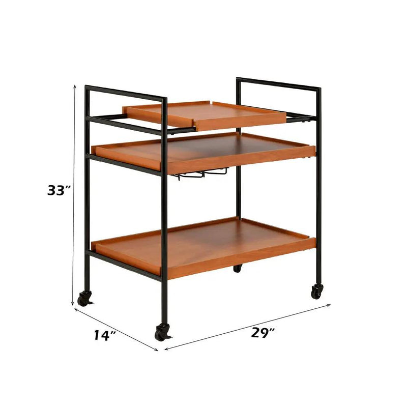 Oaken - Serving Cart - Honey Oak & Black by Unique Piece Furniture