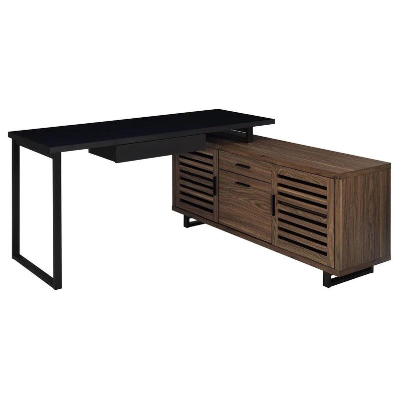 Rodger - L Shape Office Desk With Storage, Workstation For Home Or Office - Walnut by HouseOfZazla