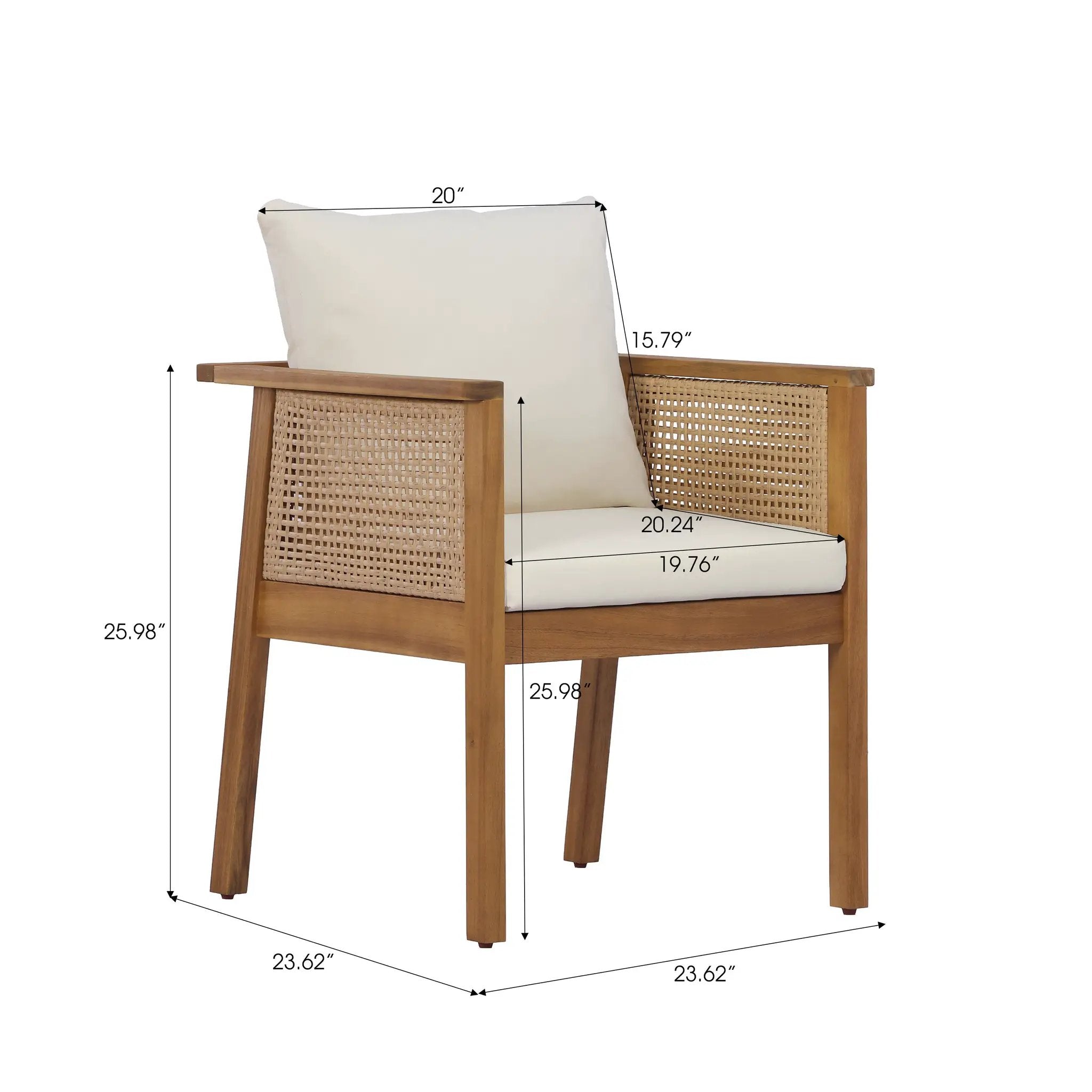 7-Piece Acacia Wood Outdoor Dining Set with Cream Cushions and Natural Wicker by HouseOfZazla