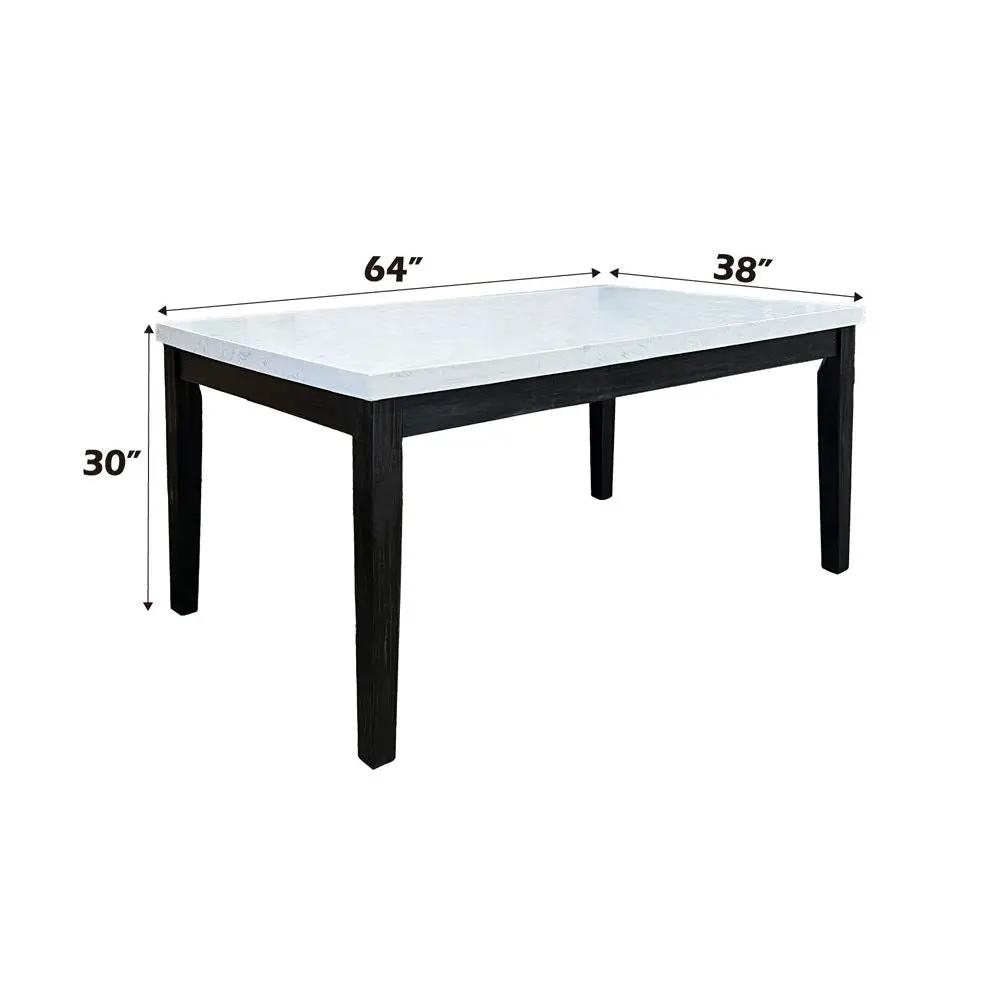 Nolan - Dining Table - White Natural Marble Top & Salvage Dark Oak by Unique Piece Furniture