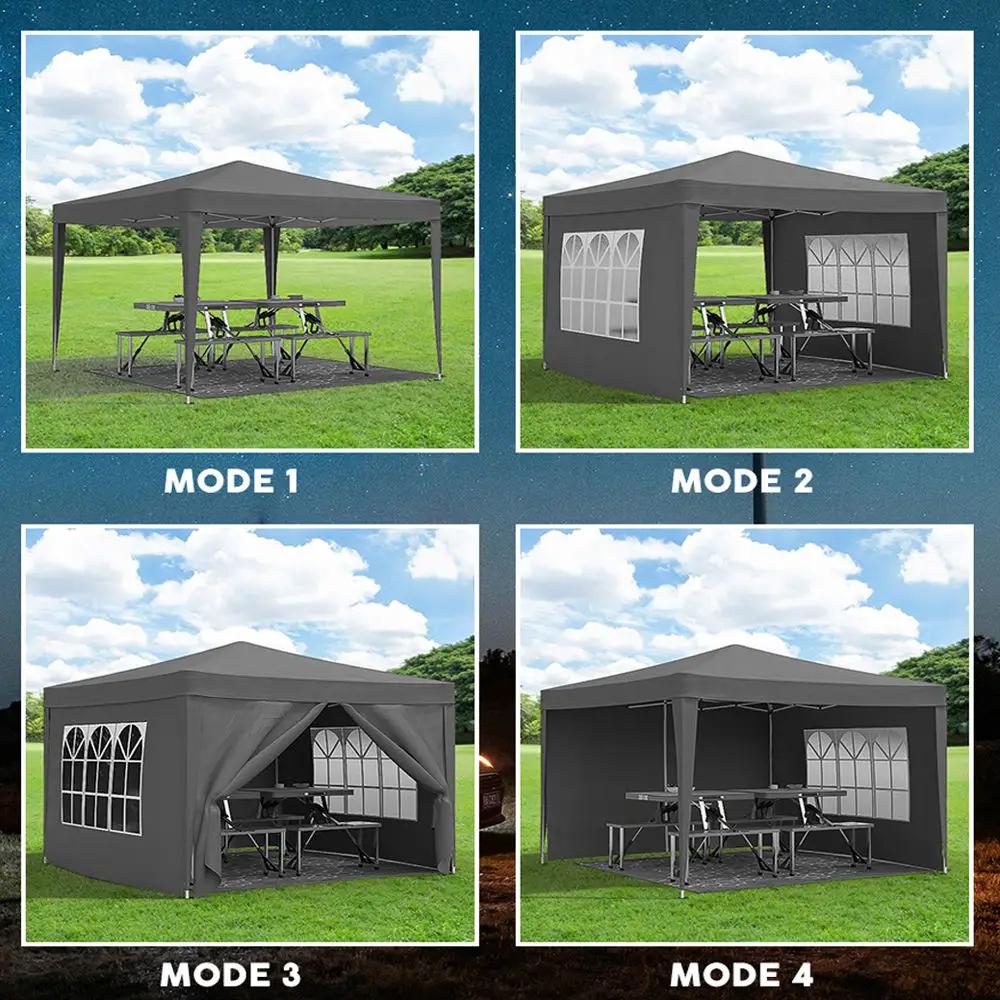 10'X10' Folding Canopy With 4 Removable Sidewalls Outdoor Event Shelter UPF 50+ Gazebo Portable Tents For Parties Beach Camping Wedding Ez Pop Up Canopy 4 Pieces Weight Bag + Carry Bag by Unique Piece Furniture