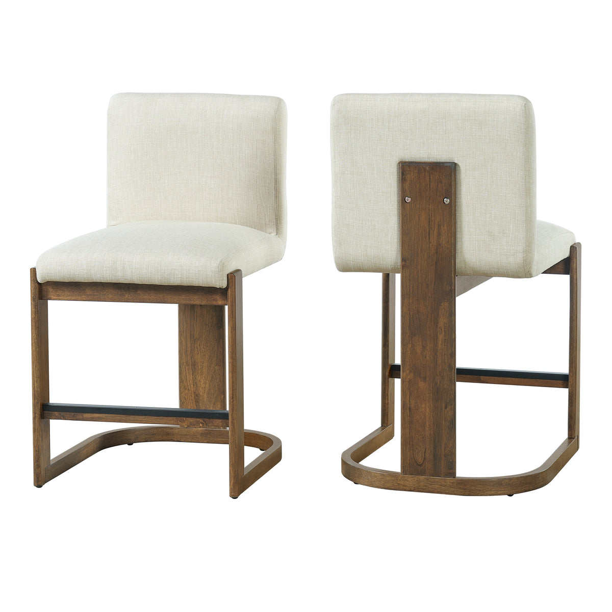 Modern Bar Stools Set of 2, 24" Solid Wood Counter Height Barstools, photo 3 of 9