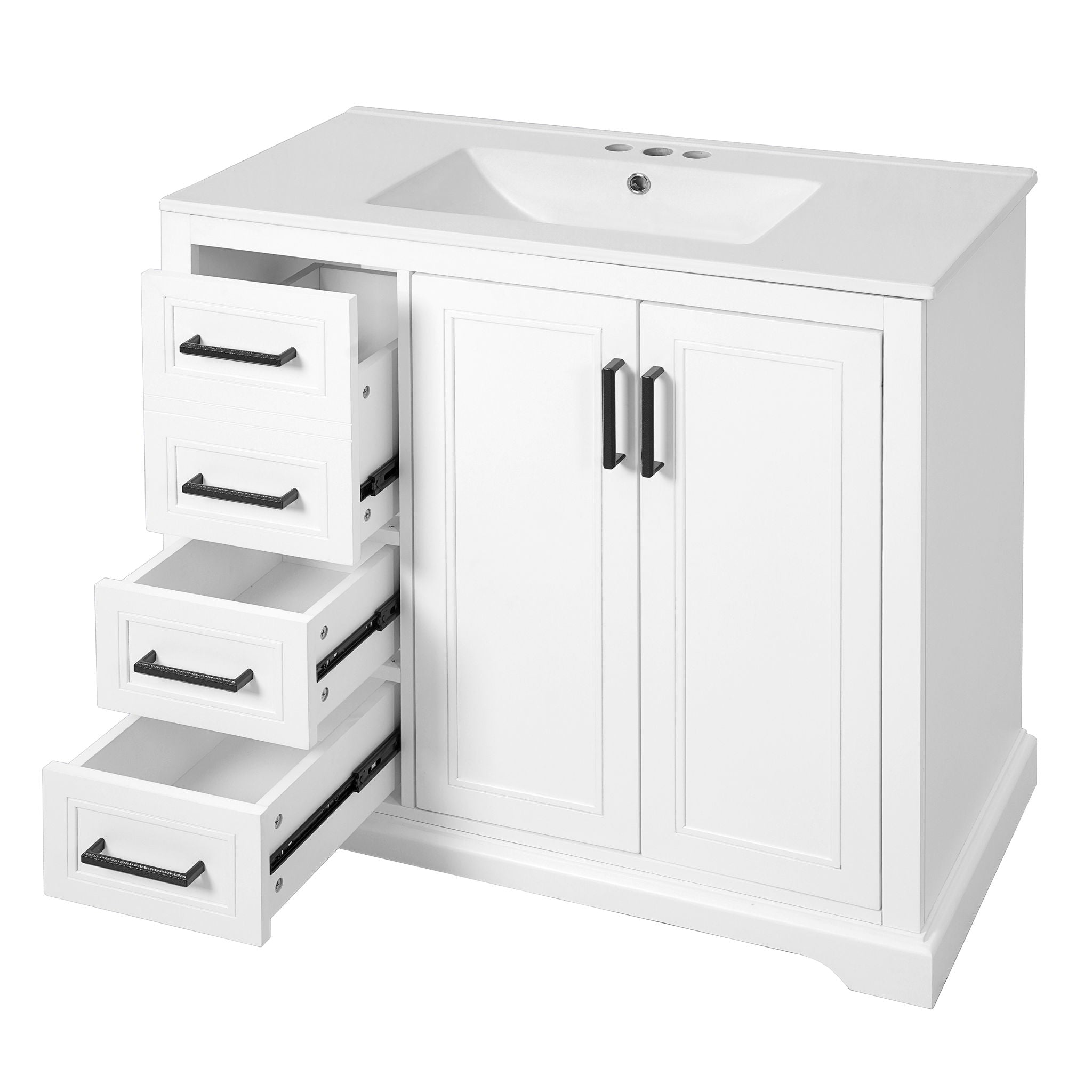 Bathroom Vanity With Sink, Soft Close Doors, Adjustable Shelf & 3 Drawers by HouseOfZazla