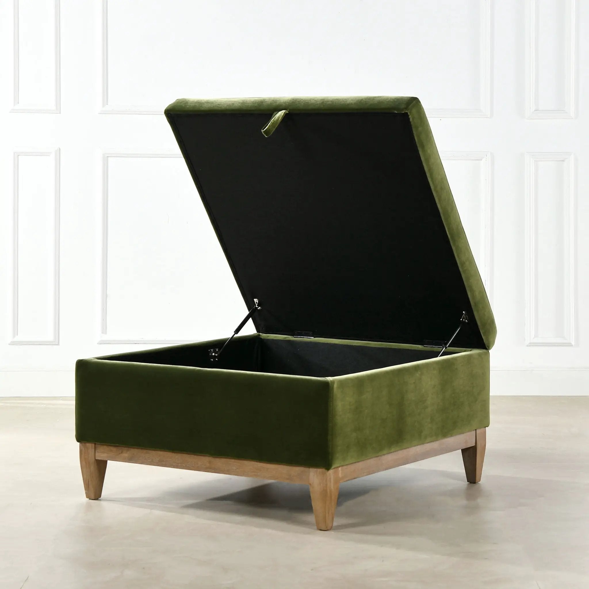 Knox - Square Storage Cocktail Ottoman - Olive Green by HouseOfZazla