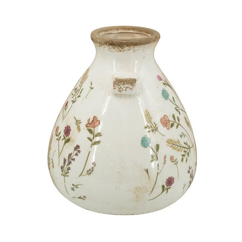 6.7x6.7x7.7' Round Ceramic Accent Vase with Multi-Colored Floral Motifs by HouseOfZazla