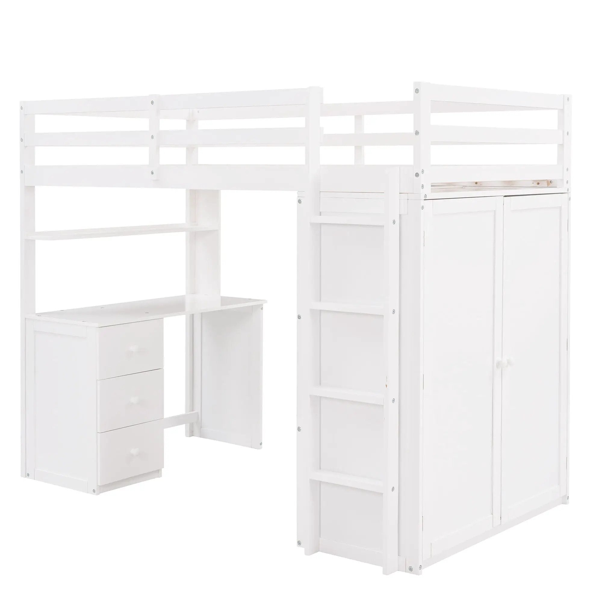 Loft Bed With Drawers, Desk, And Wardrobe by Unique Piece Furniture