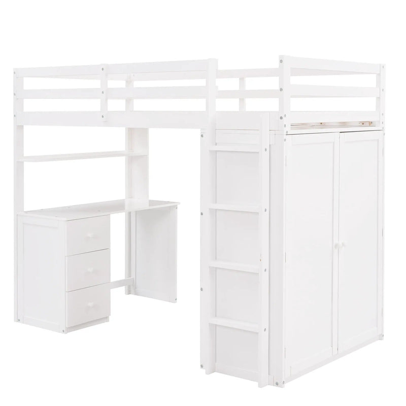 Loft Bed With Drawers, Desk, And Wardrobe by Unique Piece Furniture
