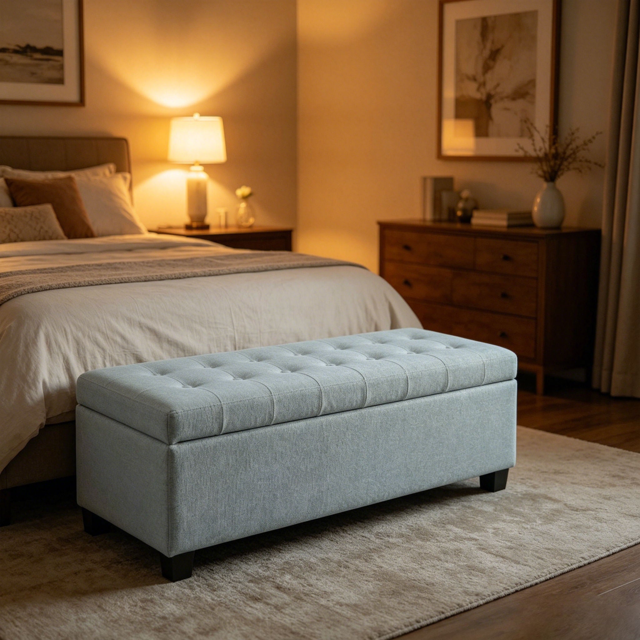 Elegant Tufted Storage Ottoman Bench by HouseOfZazla