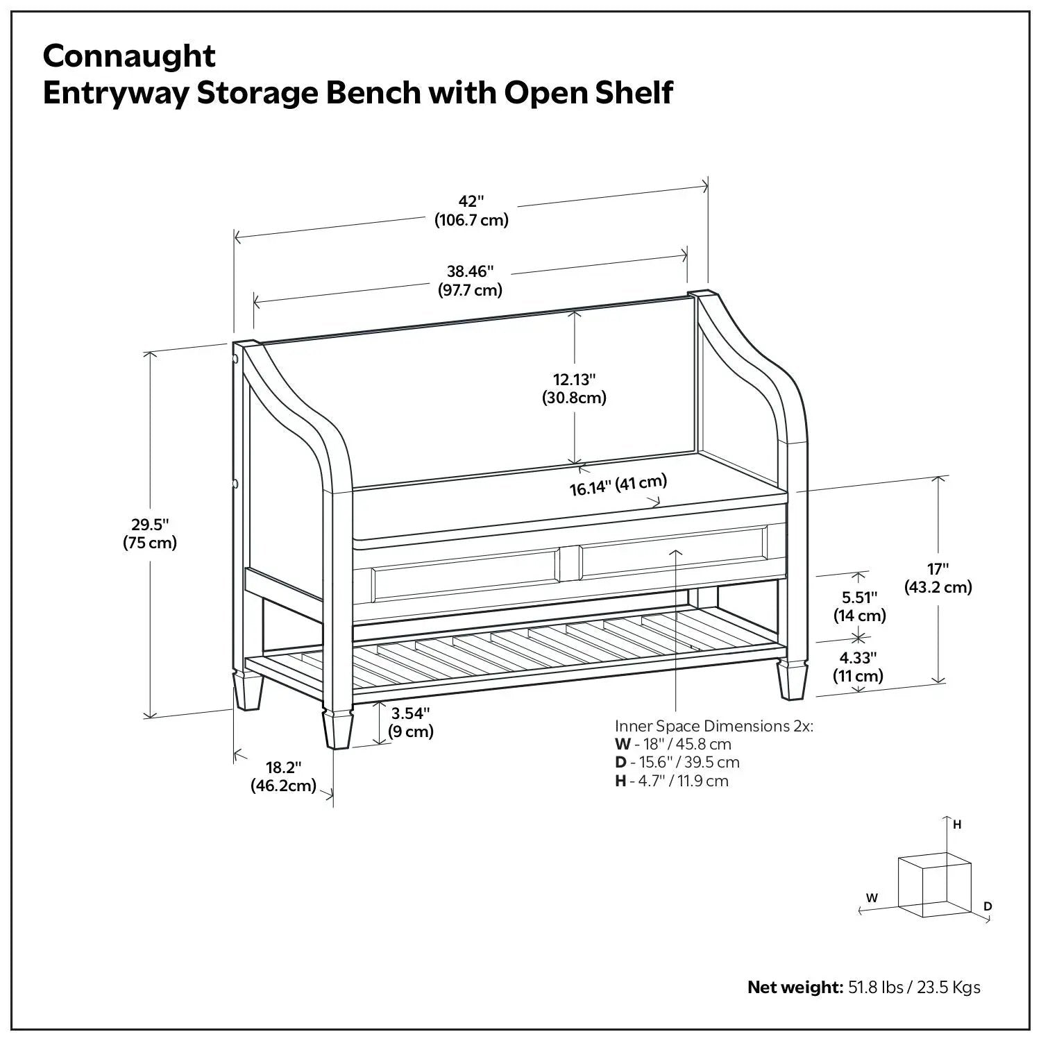 Connaught - Entryway Storage Bench With Shelf - Chestnut by Unique Piece Furniture