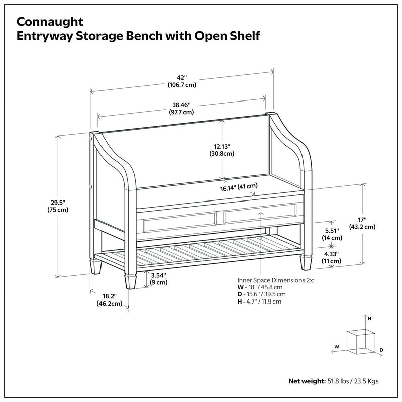 Connaught - Entryway Storage Bench With Shelf - Chestnut by Unique Piece Furniture