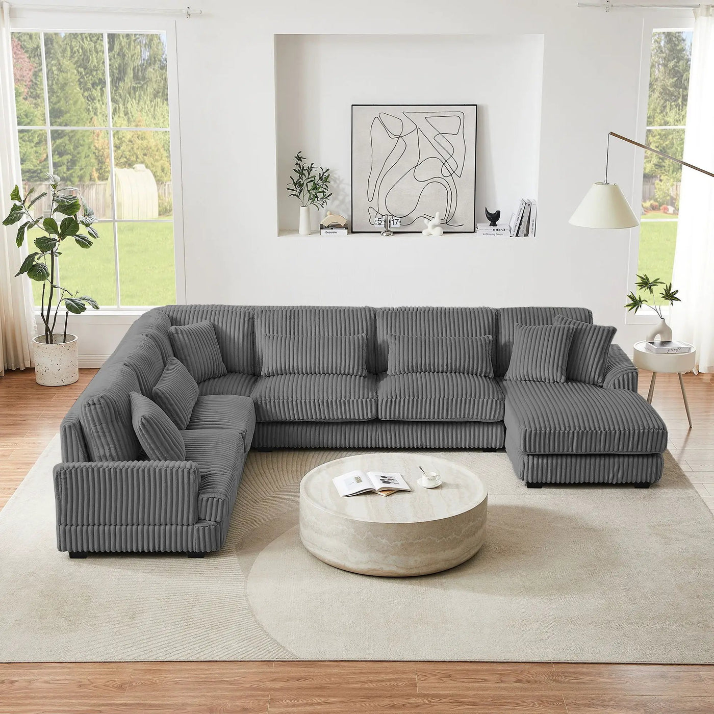Oversized Sectional Sofa U - Shaped Sofa Couch Modern Sofa Upholstered In Soft With A Chaise Lounge For Living Room by HouseOfZazla